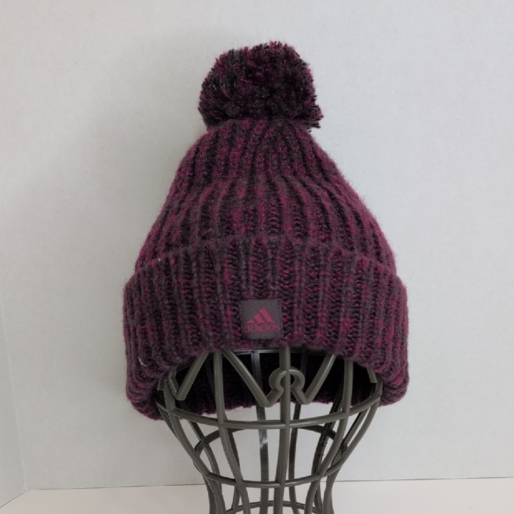 Adidas Adult Maroon Knit Pom-Pom Hat